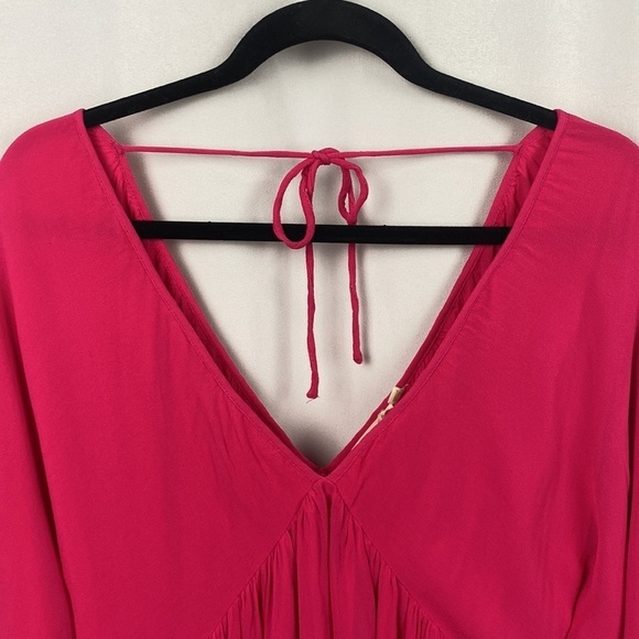 Anthropologie Let Me Be Forever That Girl Sheer Flowy Mini Dress - Hot Pink - M - Picture 4 of 13
